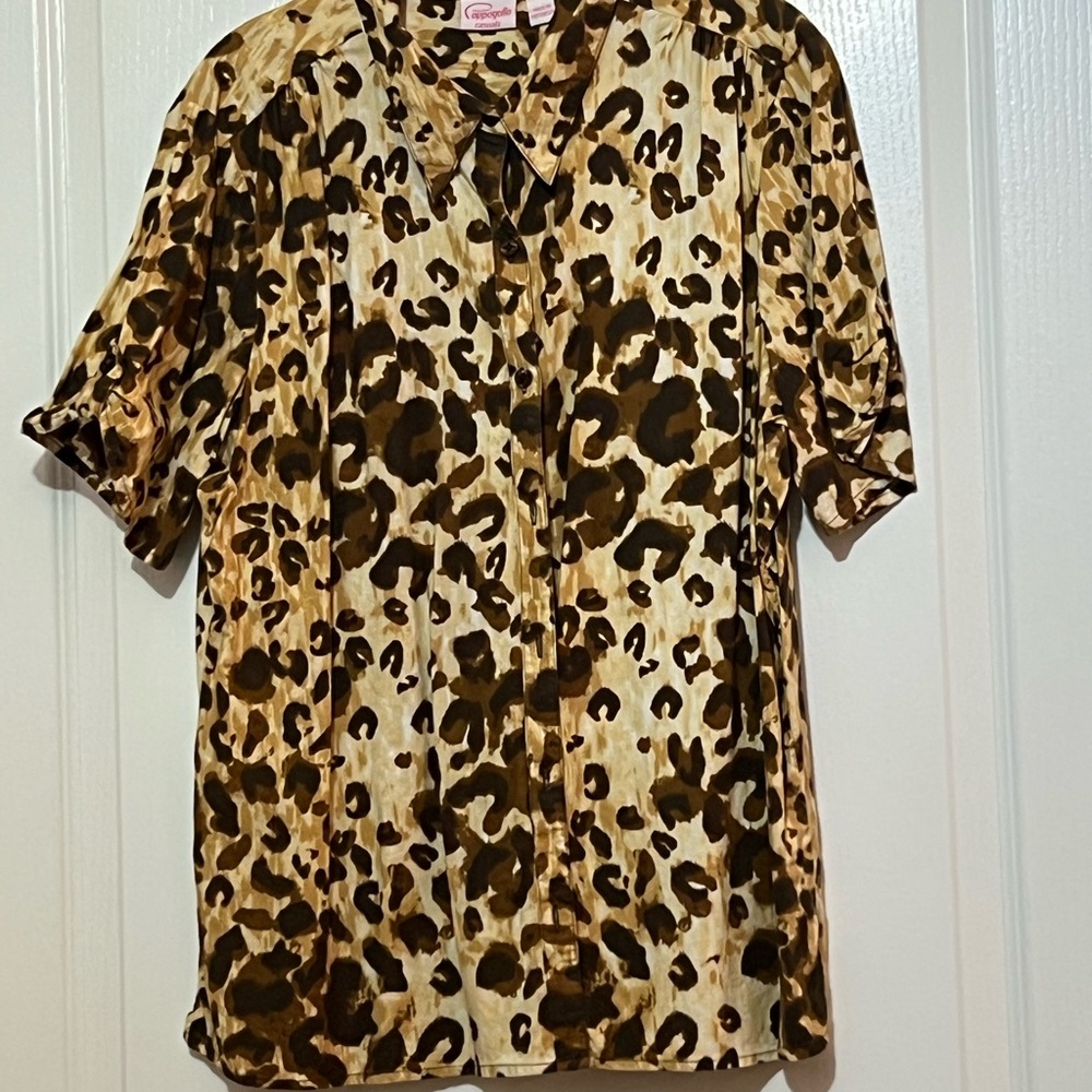 Brown Leopard Print Shirt, L-XL